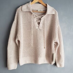 NWT, JOIE KNIT & SEQUINS CREAM SWEATER SIZE L, XL